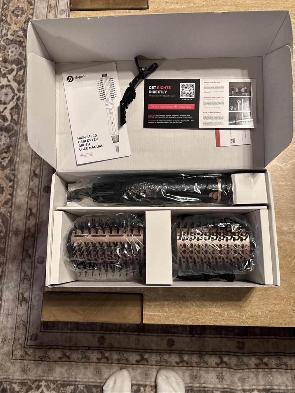 NEW Slopehill High Speed Hot Air Brush Hair Dryer Volumizer Brushless Motor NIB